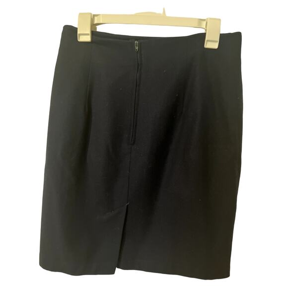 Vintage 70s Navy Blue Pure Wool Mini Skirt Work Fundamental Things Petite 12 Med - Picture 2 of 4